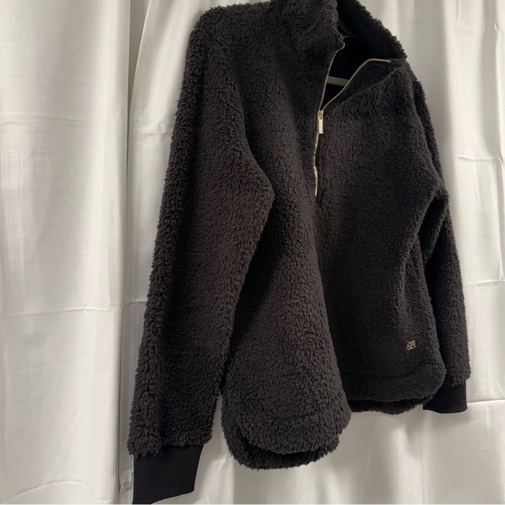 Calvin Klein Black Sherpa Jacket with Gold Zipper Size S - Picture 4 of 5